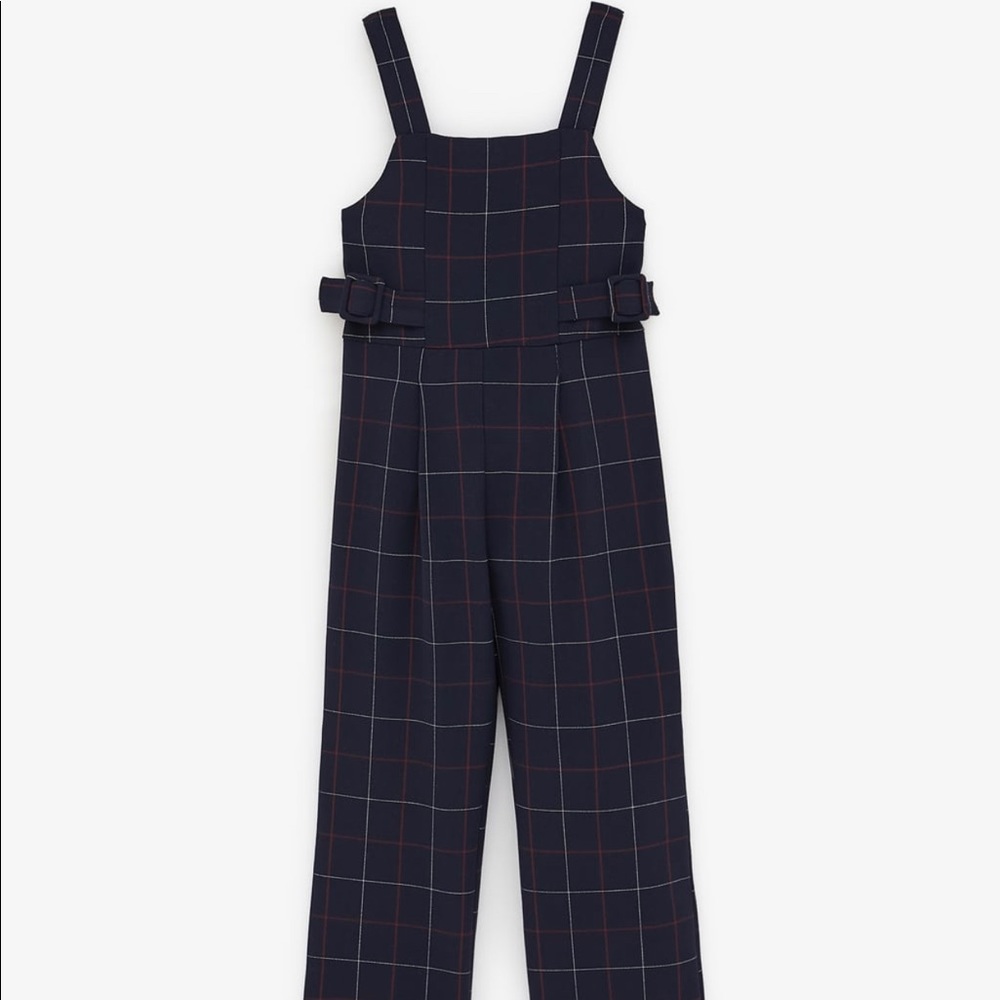 NWT Zara Girls Plaid Jumpsuit-Size 8